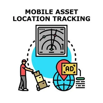 Mobile asset location tracking system vector concept 스톡 일러스트