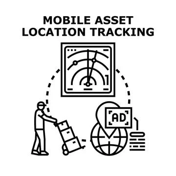 Mobile asset location tracking system vector concept 스톡 일러스트