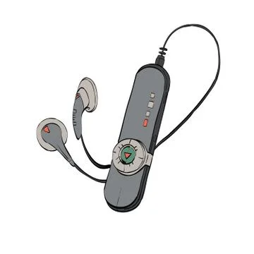 Mobile audio player, listening to music and radio Stock Illustration