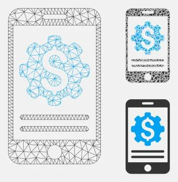 Mobile Bank Options Vector Mesh Carcass Model and Triangle Mosaic Icon イラスト素材