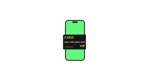 Mobile banking and digital payment concept, smartphone with credit card and VIP Stock Illustration
