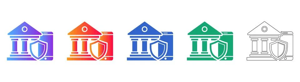 Mobile Banking and Security Icon Set Illustrazione stock