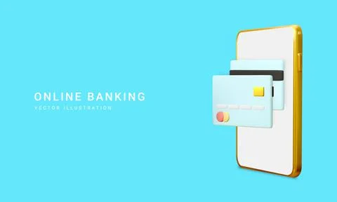 Mobile banking app and e-payment. Smartphone pay by credit card via electroni Stock-Illustration