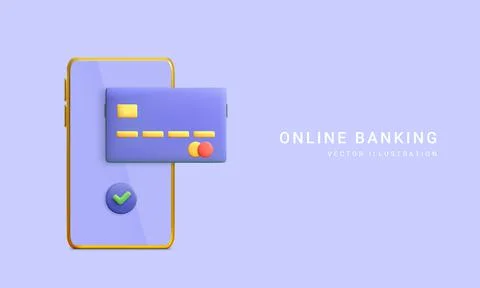 Mobile banking app and e-payment. Smartphone pay by credit card via electroni Illustrazione stock