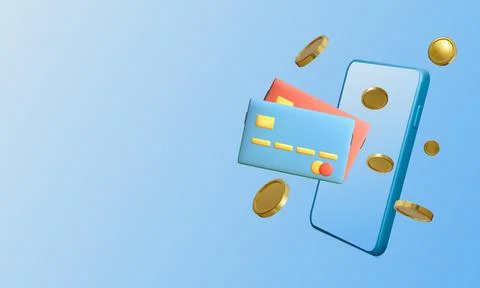 Mobile banking app and e-payment. Smartphone pay by credit card via electroni Illustrazione stock