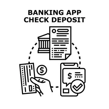 Mobile banking app check deposit process Stock Illustration