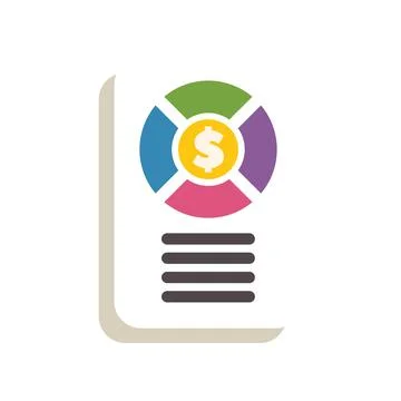 Mobile banking app displaying pie chart with financial data and statistics Illustrazione stock