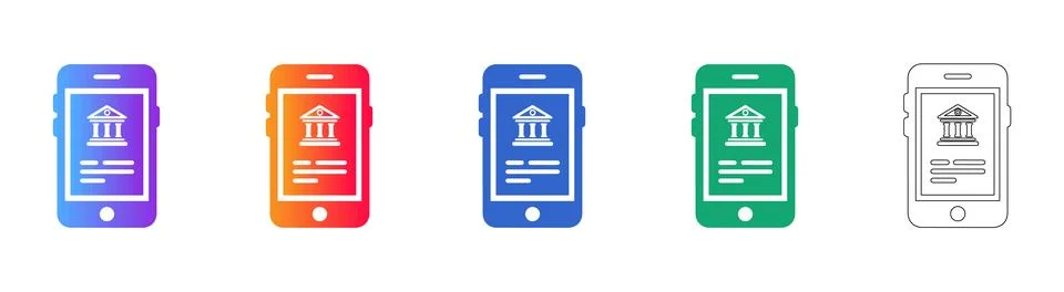 Mobile Banking App Interface Icons Stock Illustration