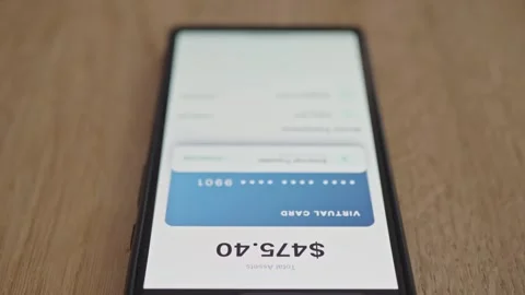 Mobile banking app interface showing passive income, dividend payouts Stock Footage 337998376