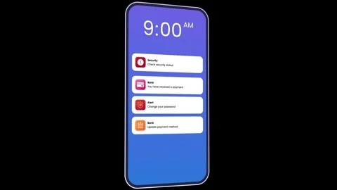 Mobile Banking App Notifications on Smartphone animation Stock Footage 326341950