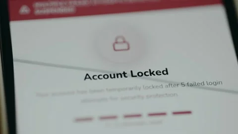 Mobile banking app showing account locked for security reasons Video stock 333383202