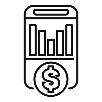 Mobile banking app showing growing money revenue statistics Stock Illustration