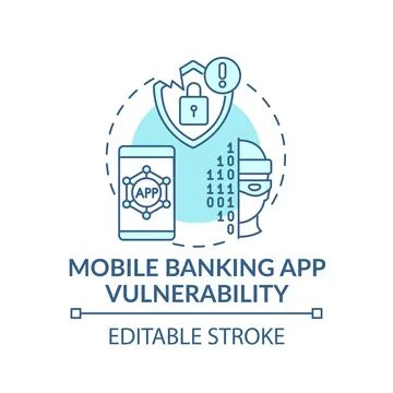 Mobile banking app vulnerability concept icon Stock Illustration