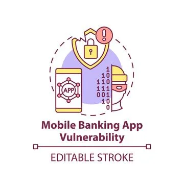 Mobile banking app vulnerability concept icon Stock Illustration