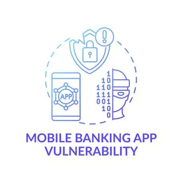 Mobile banking app vulnerability concept icon Stock Illustration