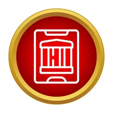 Mobile banking application icon showing a building Stock Illustration