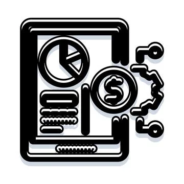 Mobile banking application managing finances and data analytics Stockillustratie