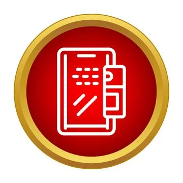 Mobile banking card inserting into smartphone icon Stock Illustration