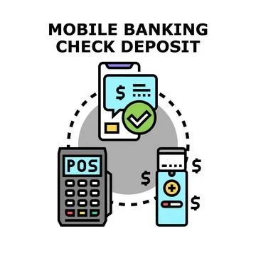 Mobile banking check deposit payment technology system Stock Illustration
