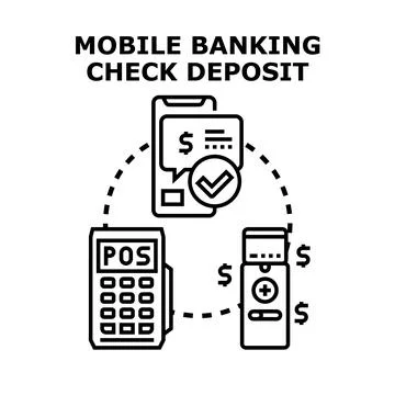 Mobile banking check deposit payment technology system Stock Illustration
