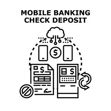 Mobile banking check deposit process via online application Stockillustratie
