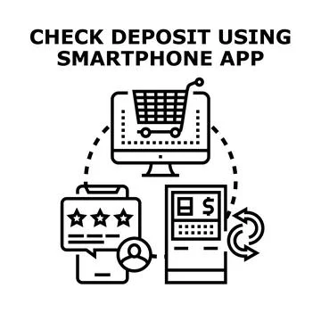 Mobile banking check deposit using smartphone application イラスト素材