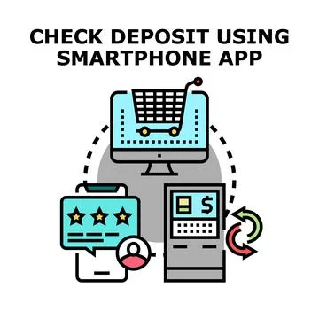 Mobile banking check deposit using smartphone application イラスト素材