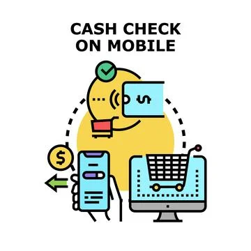 Mobile banking checking money for online purchases Stock Illustration