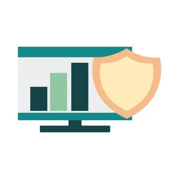Mobile banking, computer statistics chart business security flat style icon Stock Illustration
