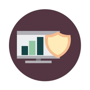 Mobile banking, computer statistics chart business security block style icon Stock Illustration