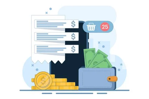 Mobile banking concept. Digital wallet, payment system, mobile banking. Stock Illustration