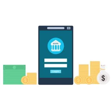 Mobile banking concept flat style illustration Illustrazione stock