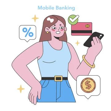 Mobile Banking concept. Flat vector illustration Stock Illustration