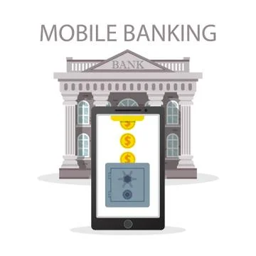 Mobile banking concept. Vector illustration in flat design. Stock Illustration
