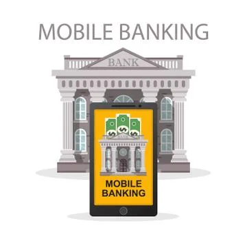 Mobile banking concept. Vector illustration in flat design. Stock Illustration