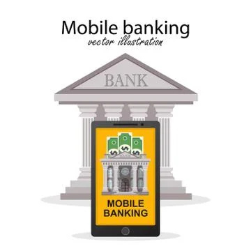 Mobile banking concept. Vector illustration in flat design. Stock Illustration
