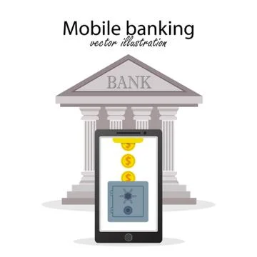 Mobile banking concept. Vector illustration in flat design. Stock Illustration