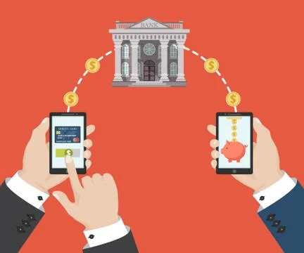 Mobile banking concept. Vector illustration in flat design. Stock-Illustration
