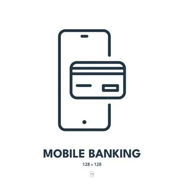 Mobile Banking Icon. Smartphone, App, Wallet. Editable Stroke Stock Illustration