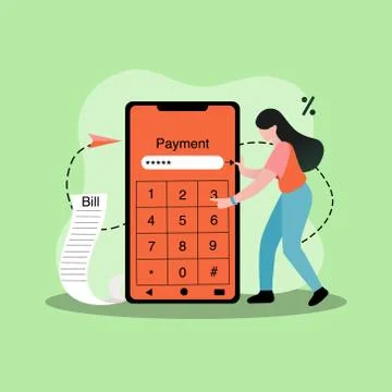 Mobile banking illustration, Making payment from online banking concept Stock Illustration