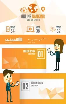 Mobile banking info graphics. Stock Illustration
