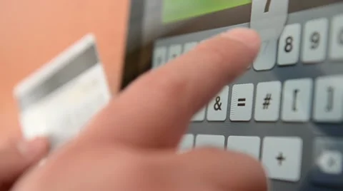 Mobile banking. Input of credit card  number. Stock Footage 12440954