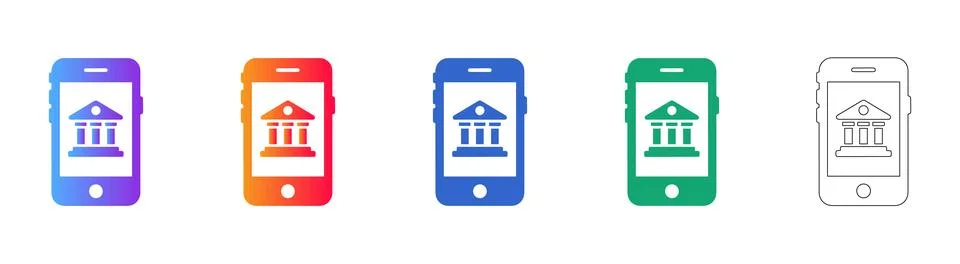 Mobile Banking Interface Icon Set Stock Illustration
