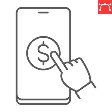 Mobile banking line icon Stock Illustration