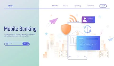 Mobile banking modern flat design concept for landing page , online payment Stock Illustration
