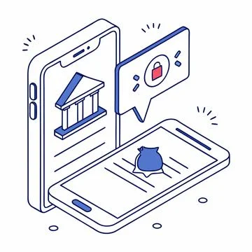 Mobile Banking Notification Icon Minimal Vector Design Stock Illustration