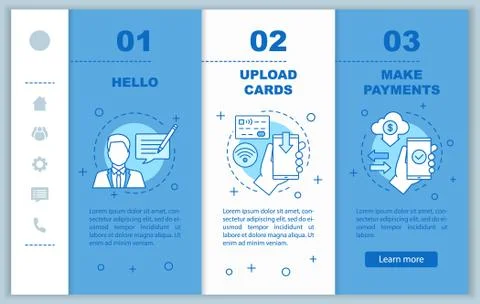 Mobile banking onboarding mobile web pages vector template Ilustración de archivo