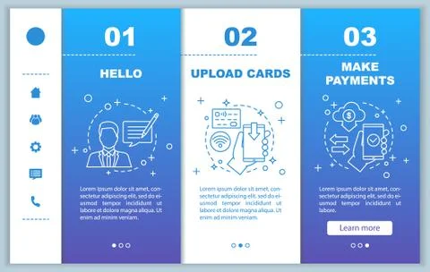 Mobile banking onboarding mobile web pages vector template Ilustración de archivo