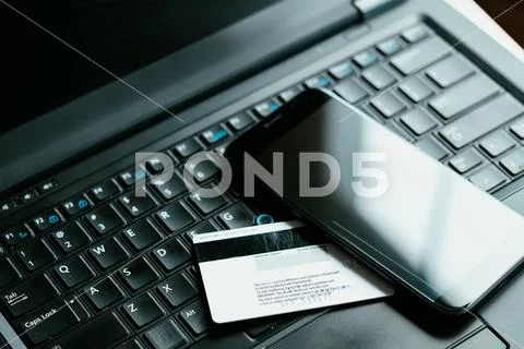 Mobile banking online money access card phone Stock Photos