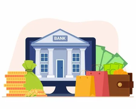 Mobile banking secure access to personal account and easy way to money transfer Stock Illustration
